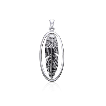 Eagle Head with Feather Sterling Silver Pendant TPD5059 - Jewelry